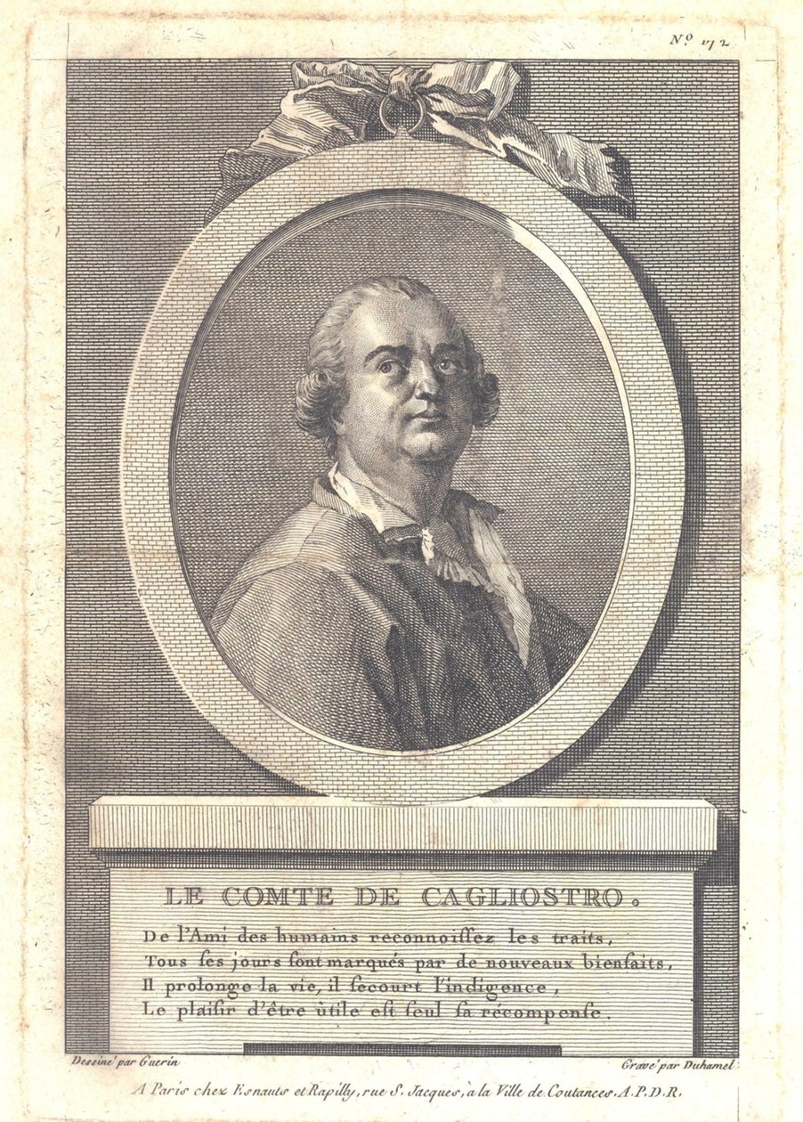 Hrabia Alessandro di Cagliostro 1743-1795, 1781 autorstwa Henri Louis Duhamel du Monceau