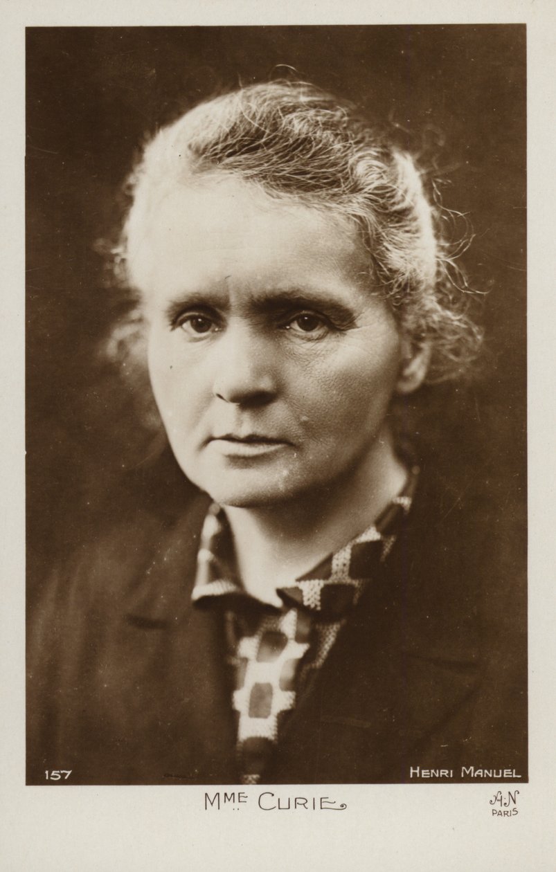 Maria Curie (1867-1934), polska fizyczka i chemiczka (zdjęcie czarno-białe) autorstwa Henri Manuel