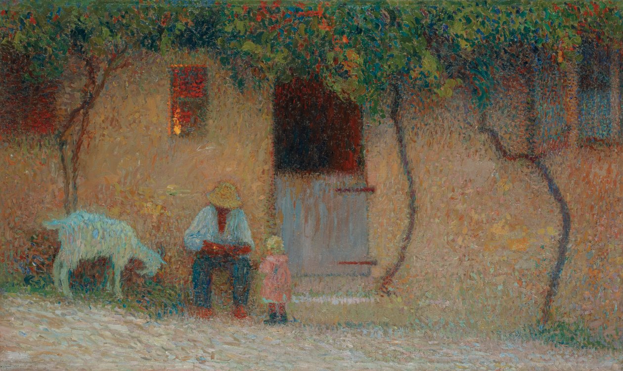 Chłop poza swoim domem w Labastide-du-Vert; Chłop przed swoim domem w Labastide-du-Vert, ok.1910 autorstwa Henri Martin