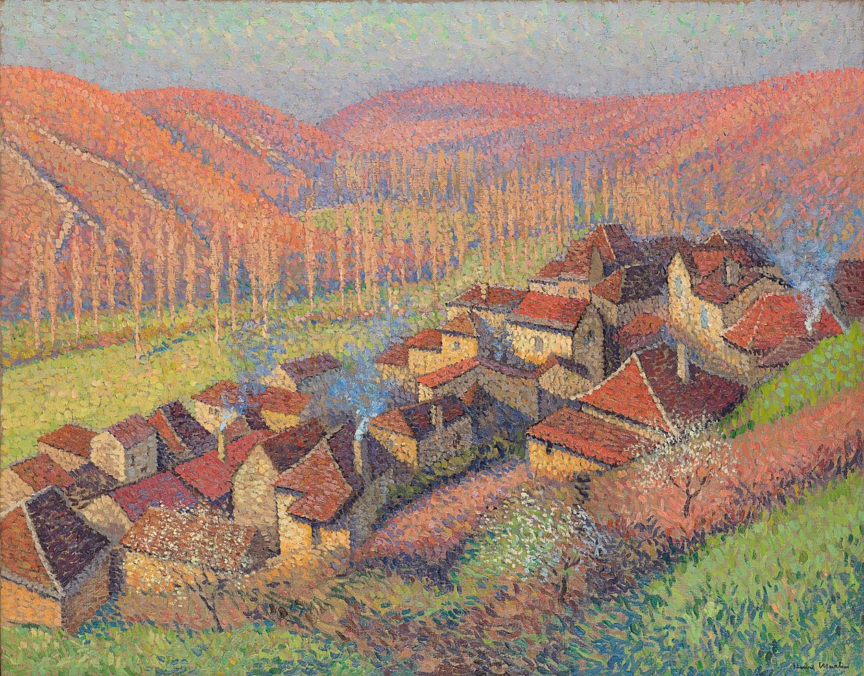Widok na centrum Labastide du Vert; Widok na centrum Labastide du Vert, ok. 1940 r. autorstwa Henri Martin