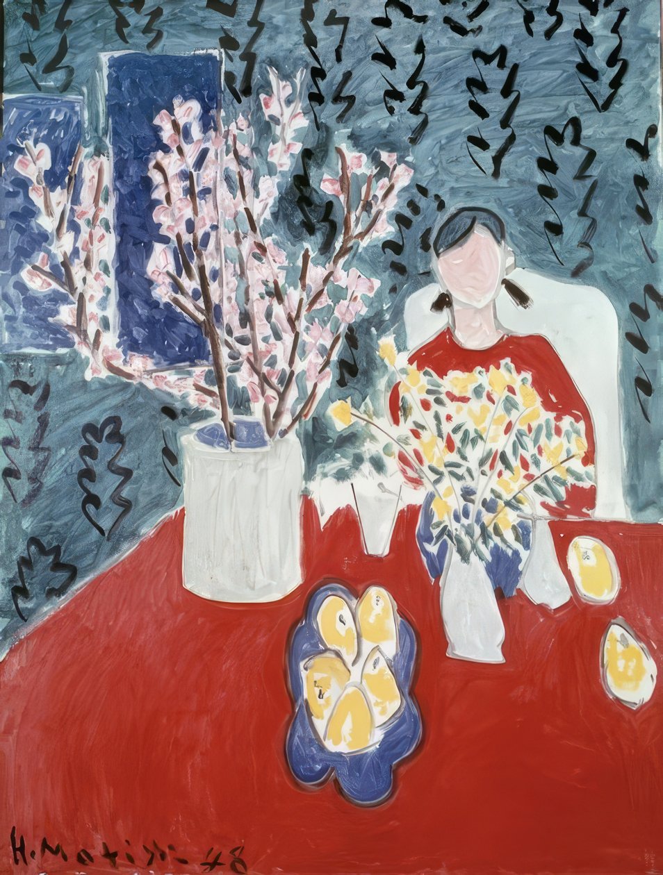 Gałęzie śliwy na zielonym tle autorstwa Henri Matisse