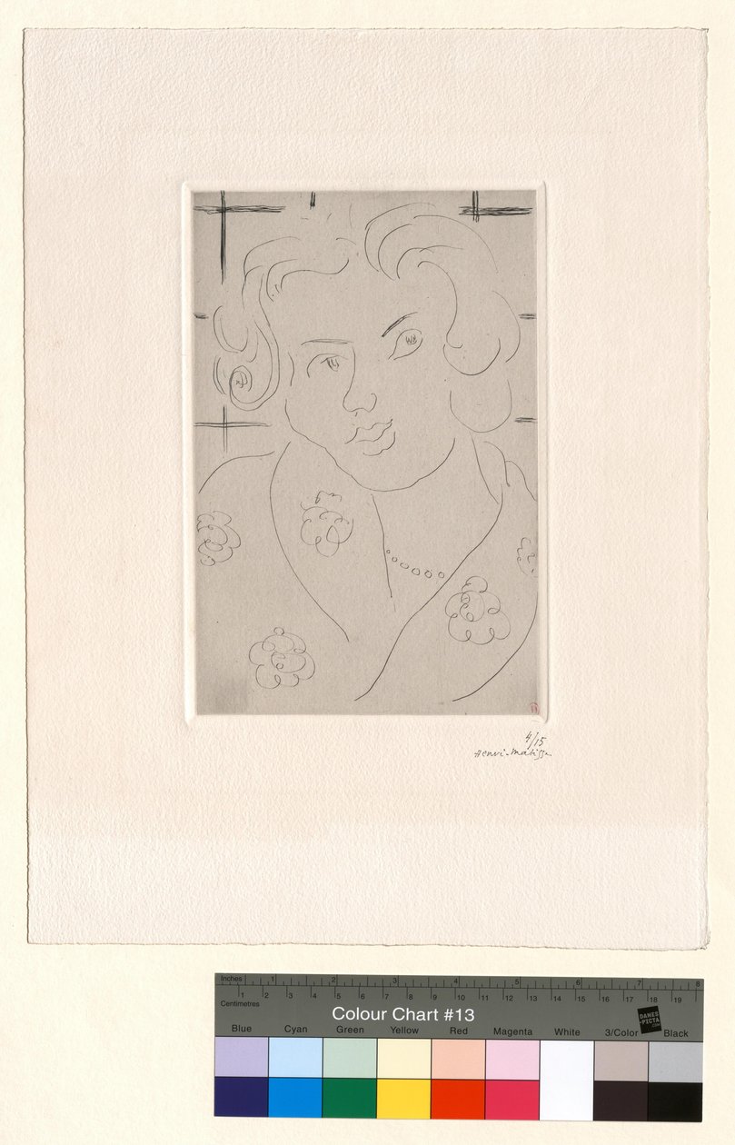 Popiersie, kwiecista suknia autorstwa Henri Matisse