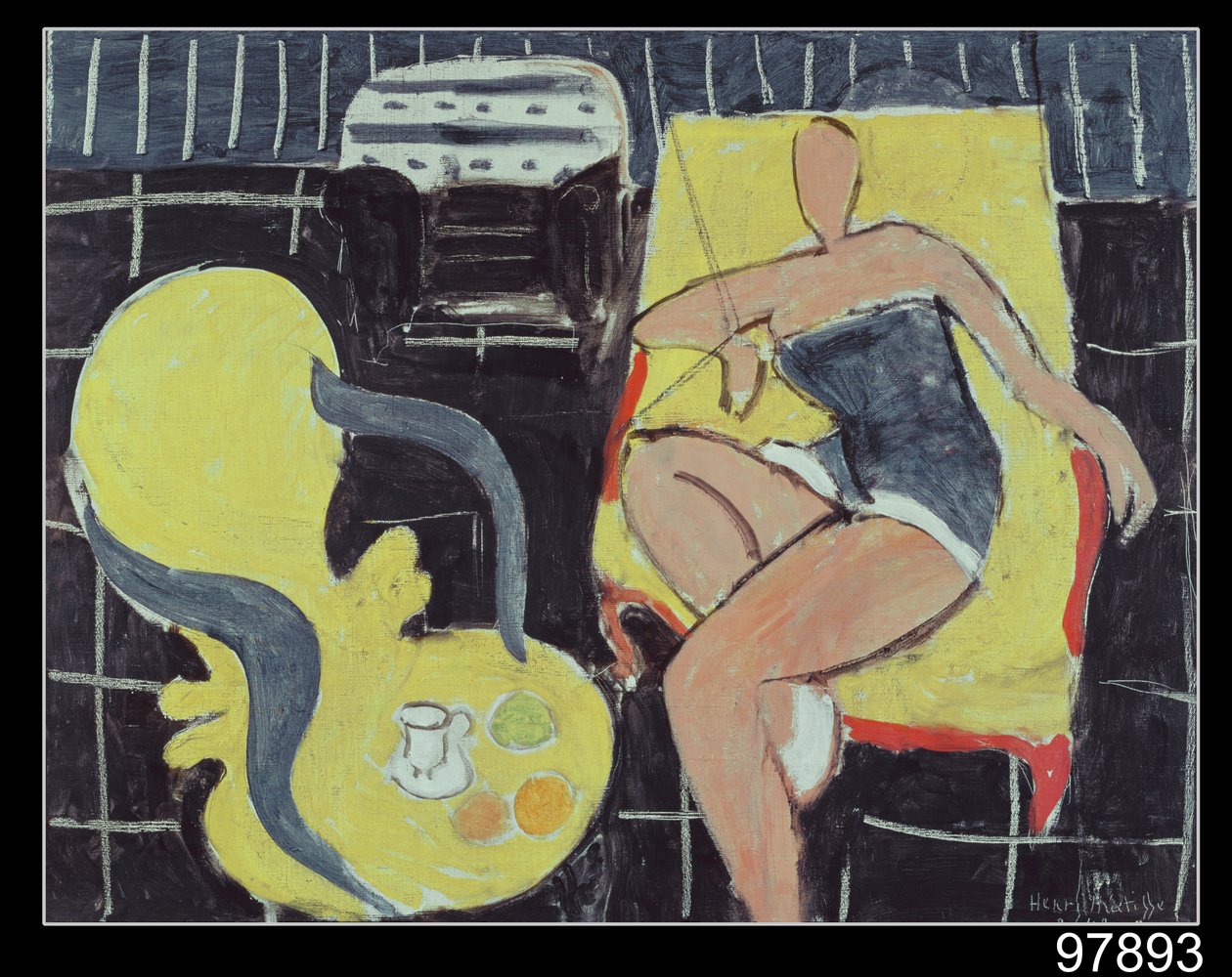 Tancerka i fotel Rocaille na czarnym tle autorstwa Henri Matisse
