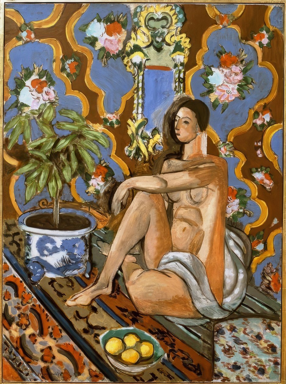 Dekoracyjna figura na ozdobnym tle autorstwa Henri Matisse