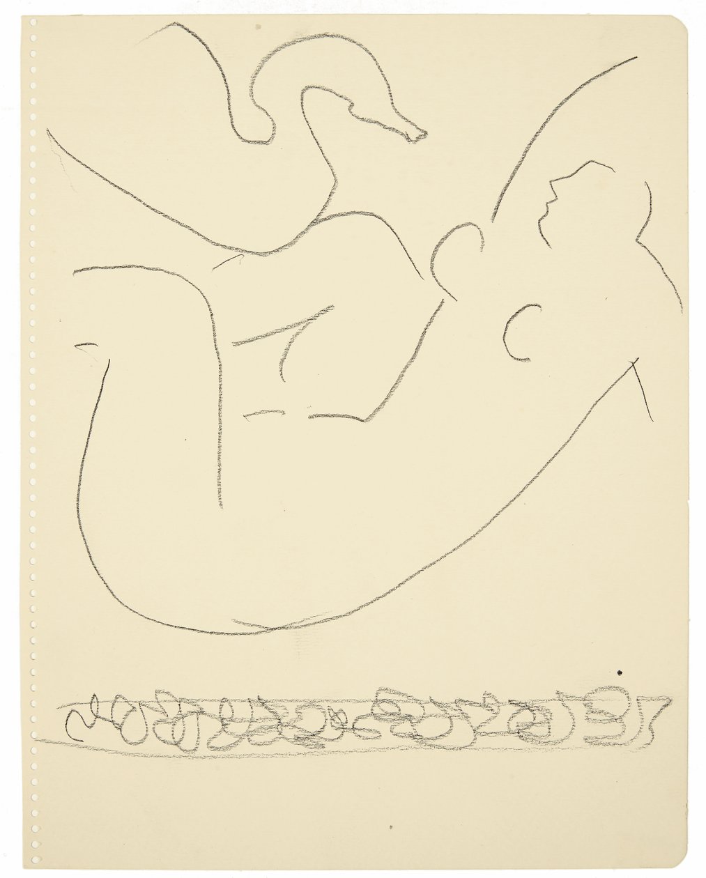 Studium (Leda i łabędź) (czarna kredka Conté na papierze) autorstwa Henri Matisse