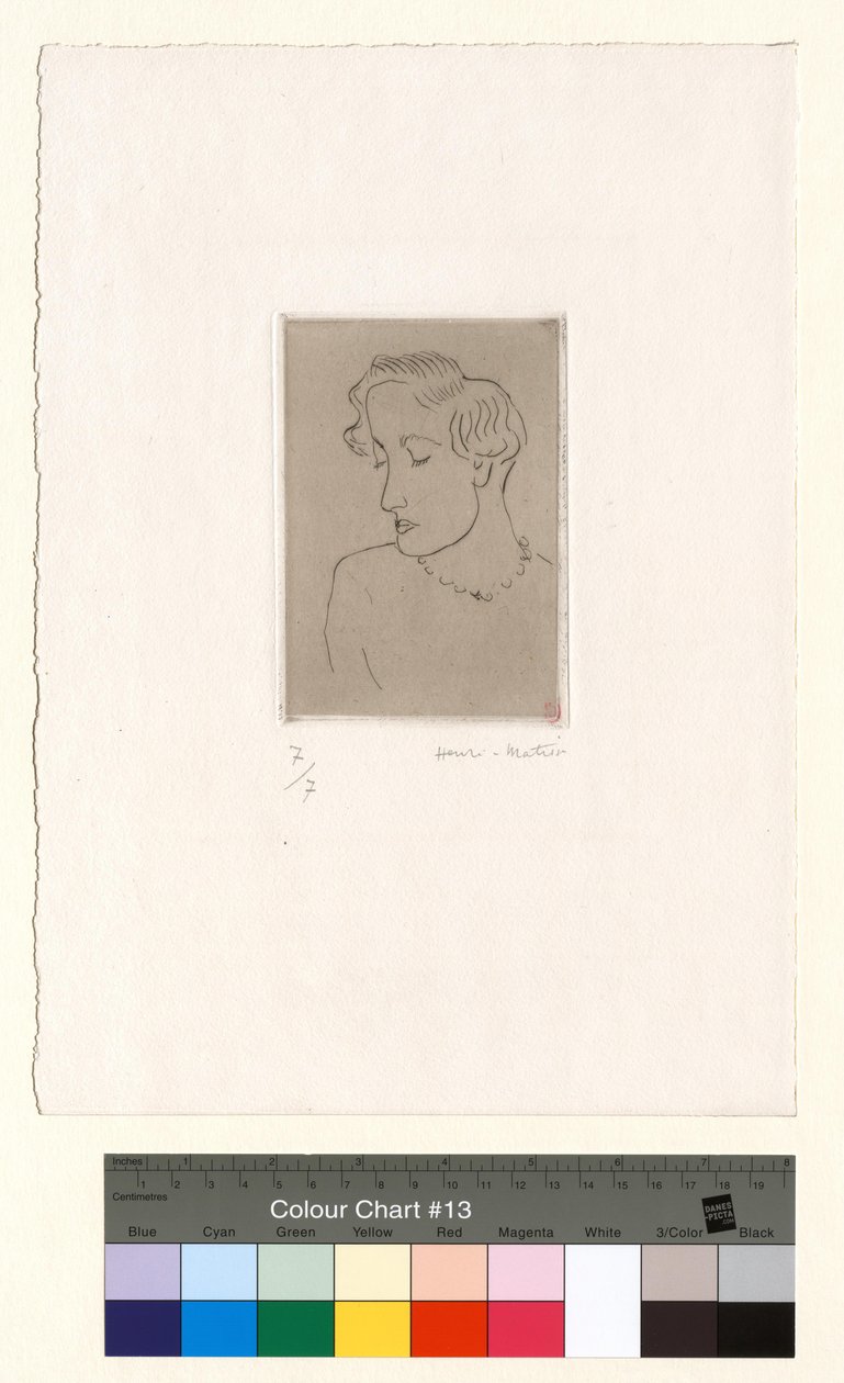 Kobieta ze spuszczonymi oczami, w ujęciu 3/4 z lewej strony autorstwa Henri Matisse