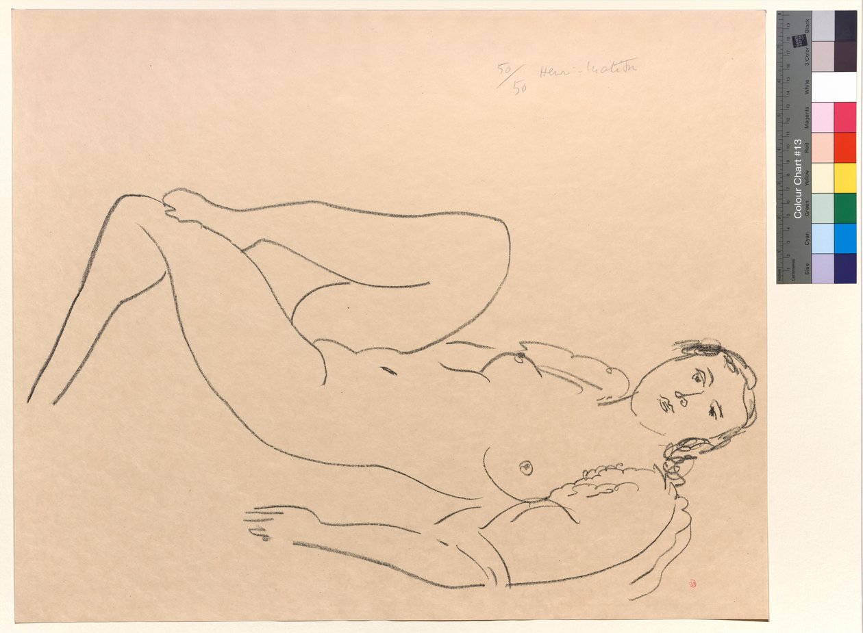 Leżąca naga kobieta z ugiętymi nogami autorstwa Henri Matisse