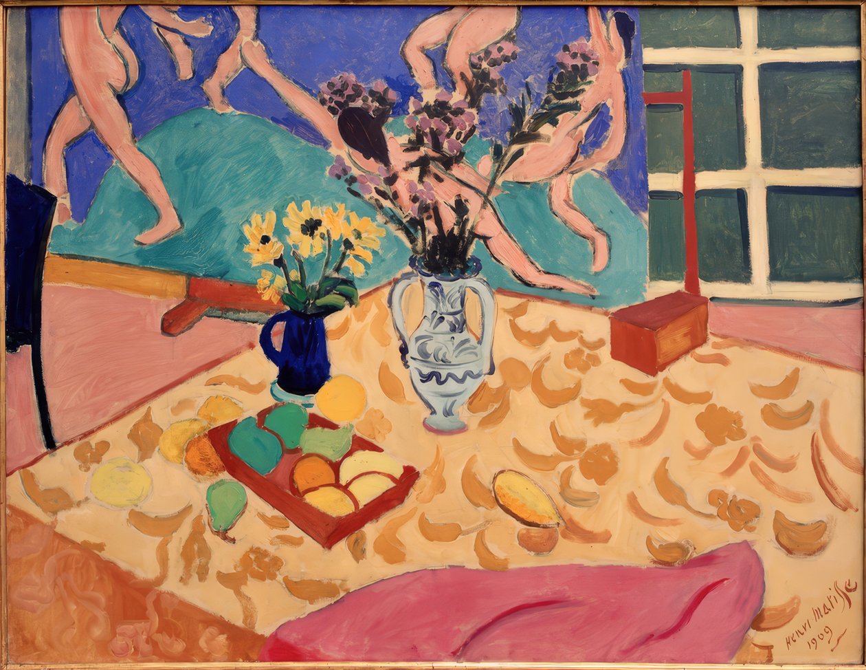 Owoce, kwiaty z obrazkiem Taniec autorstwa Henri Matisse