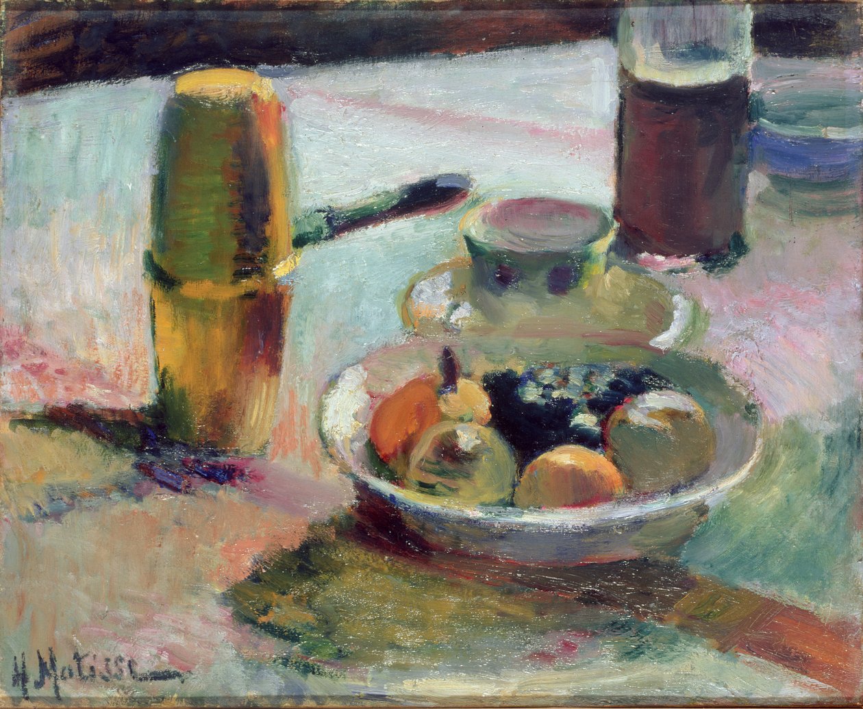 Owoce i dzbanek do kawy, ok. 1898 (olej na płótnie) autorstwa Henri Matisse