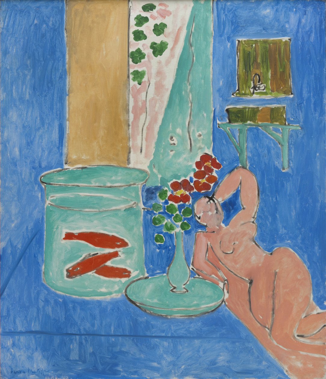 Złota rybka i rzeźba autorstwa Henri Matisse