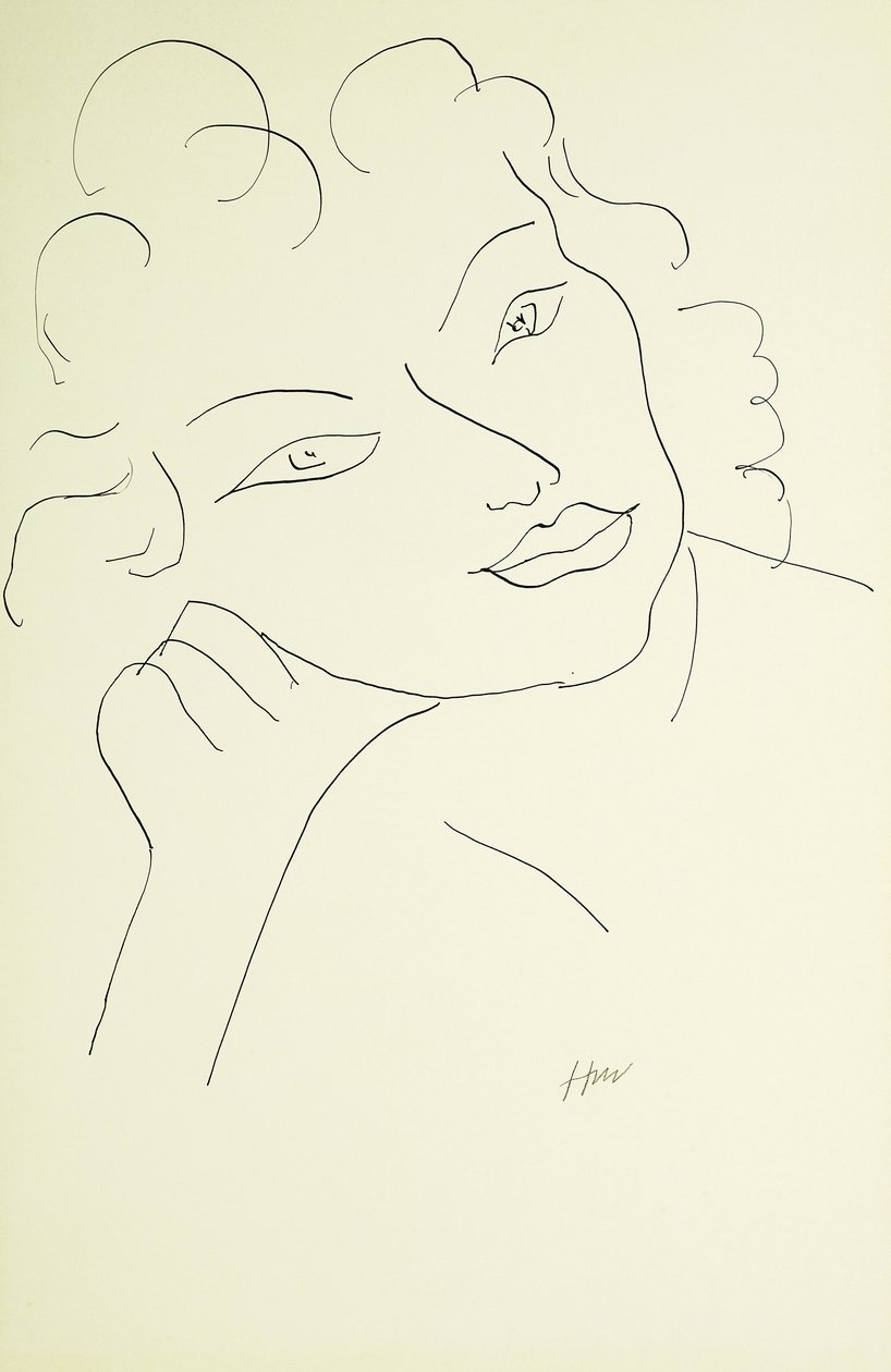 Głowa młodej kobiety (pióro i czarny tusz na papierze) autorstwa Henri Matisse