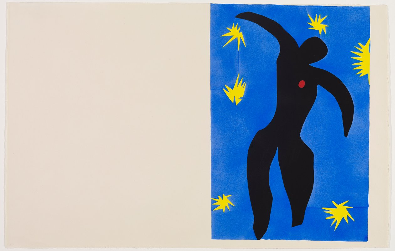 Icare, ok. 1943 (pochoir wydrukowany kolorową farbą na papierze woven) autorstwa Henri Matisse