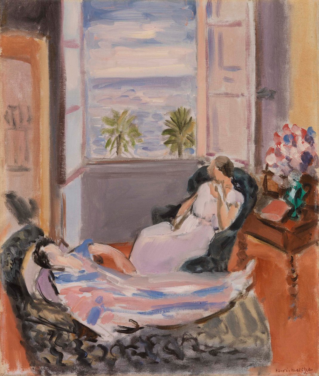 Wnętrze z dwiema postaciami, otwarte okno autorstwa Henri Matisse