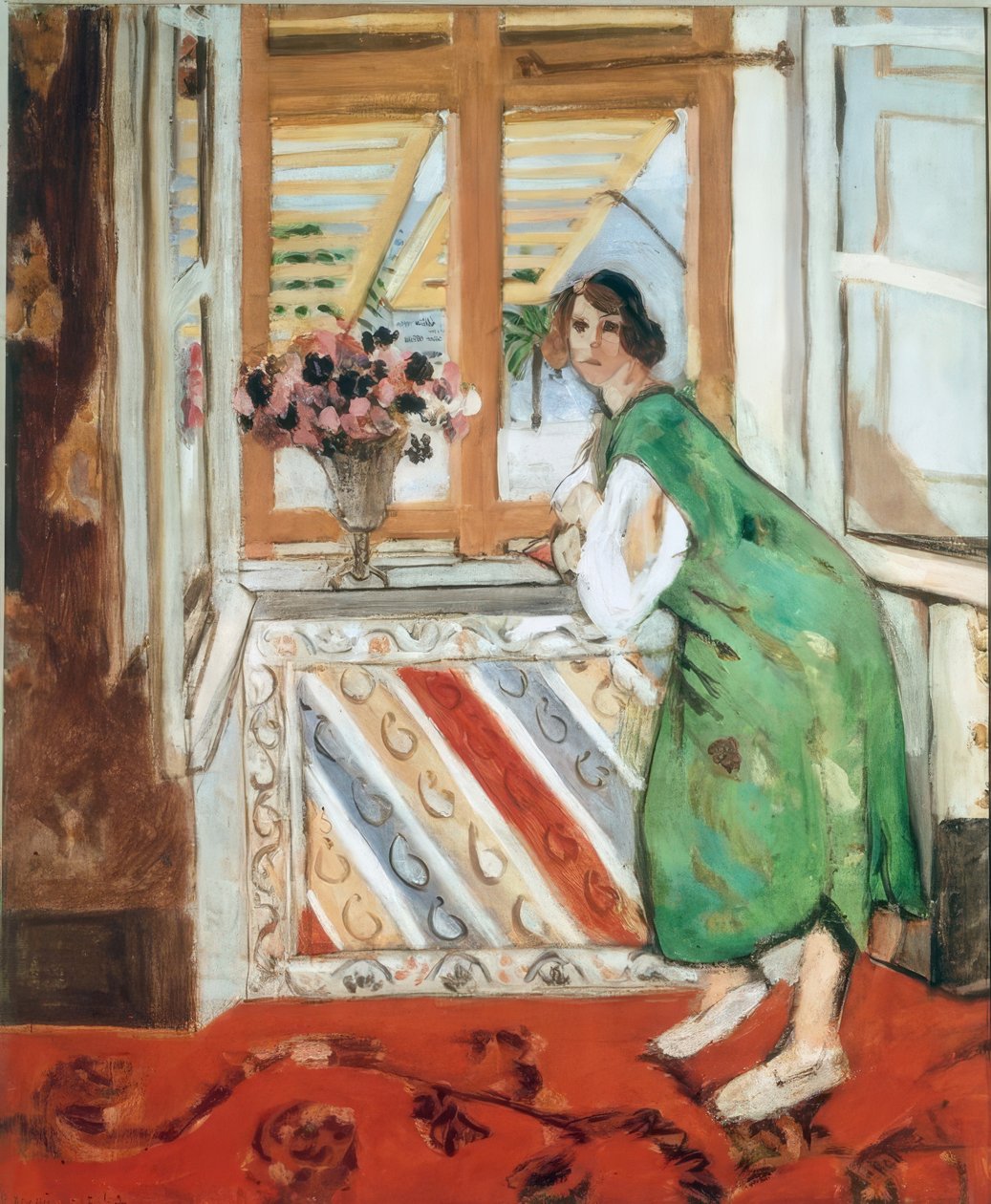 Intérieur à Nice, czyli młoda kobieta w zielonej sukience opierająca się o autorstwa Henri Matisse