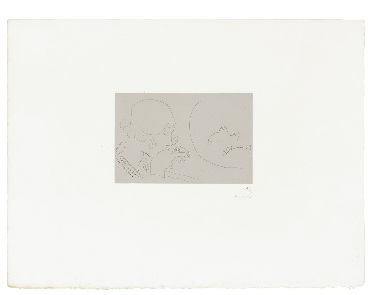 Młoda kobieta kontemplująca słoik z czerwoną rybą autorstwa Henri Matisse