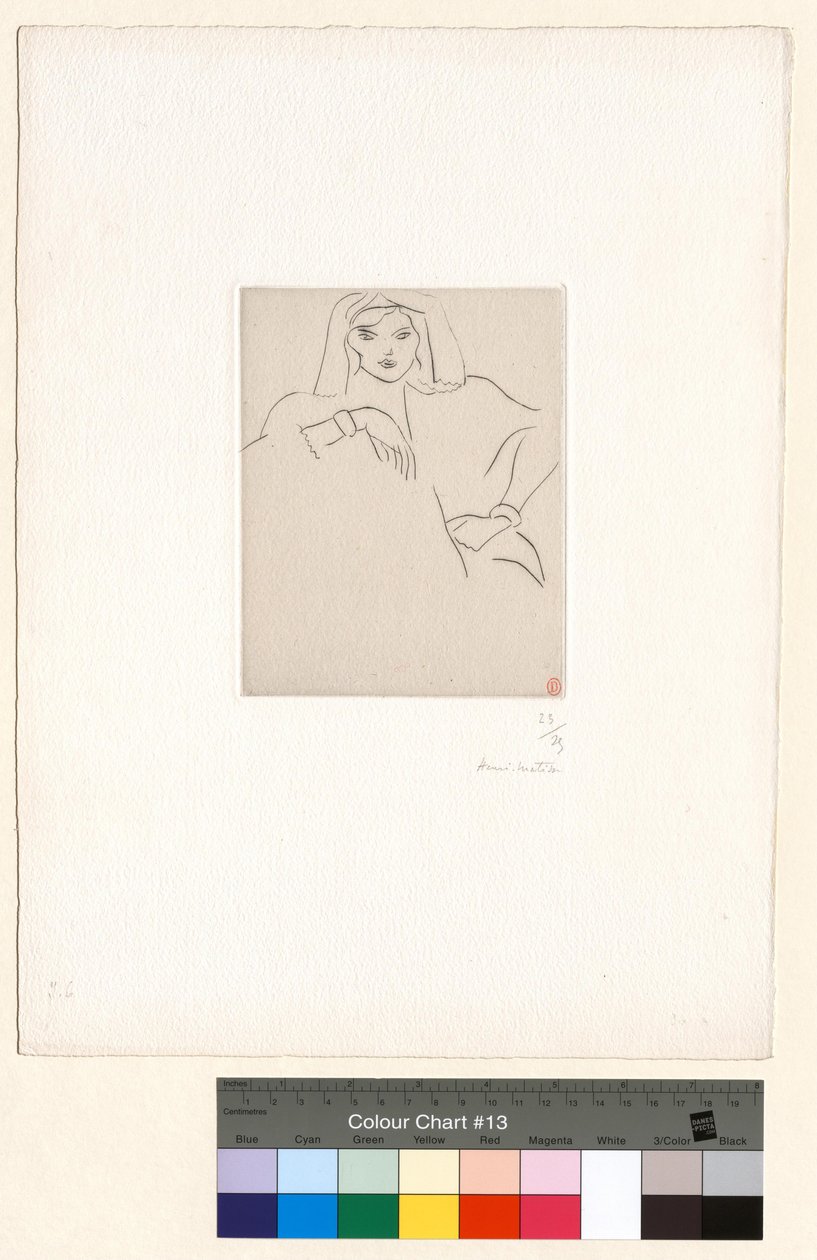 Młoda kobieta oparta na łokciu, z chustą na głowie autorstwa Henri Matisse