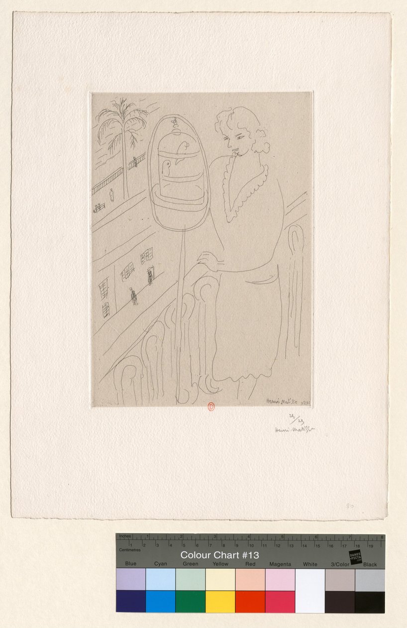 Młoda kobieta na balkonie obserwująca papużki autorstwa Henri Matisse