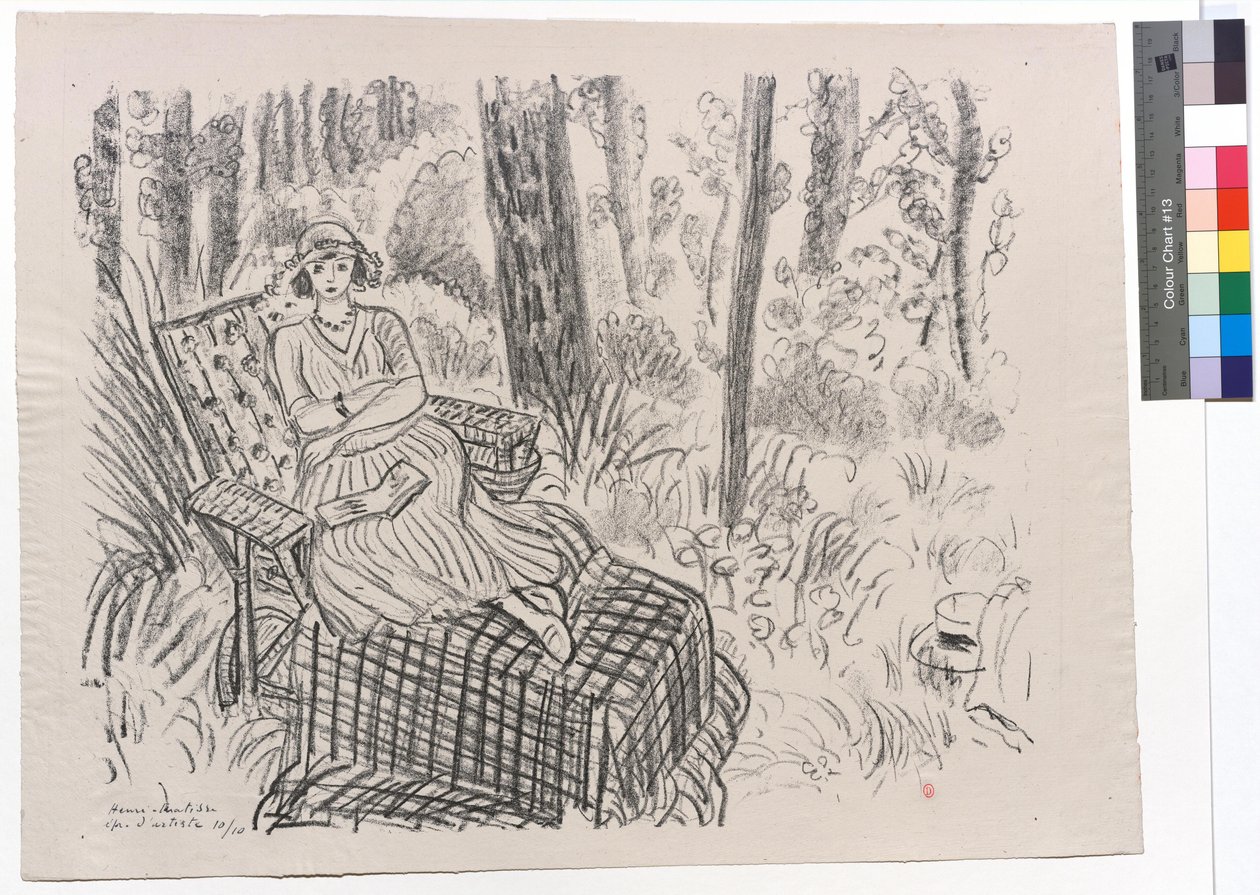 Młoda dziewczyna na szezlongu w zaroślach autorstwa Henri Matisse