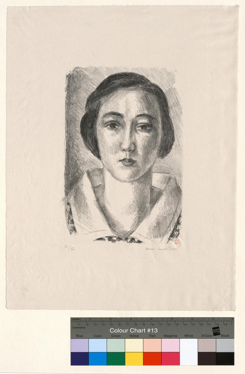 Młoda dziewczyna w kwiecistej sukni z kołnierzykiem z organdyny autorstwa Henri Matisse