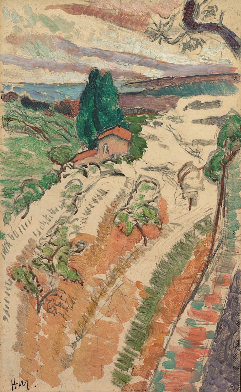 Pejzaż, St. Tropez, ok. 1904 (olej ołówkiem na panelu) autorstwa Henri Matisse