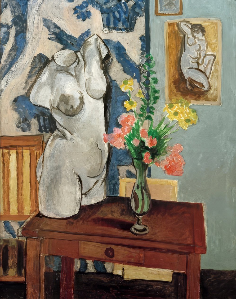 Gipsowy tors, bukiet kwiatów autorstwa Henri Matisse
