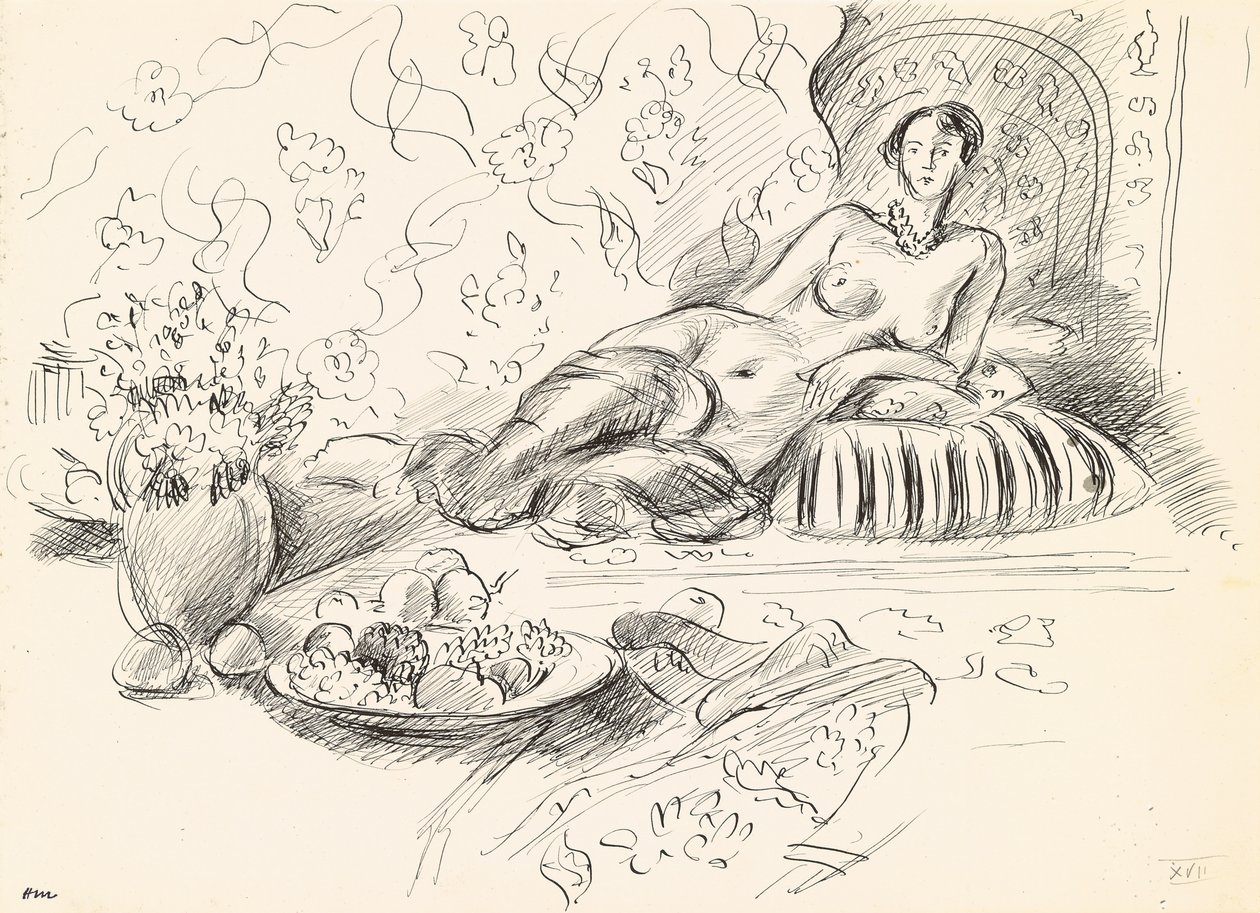 Leżąca odaliska II, ok. 1927 (pióro i tusz na papierze) autorstwa Henri Matisse