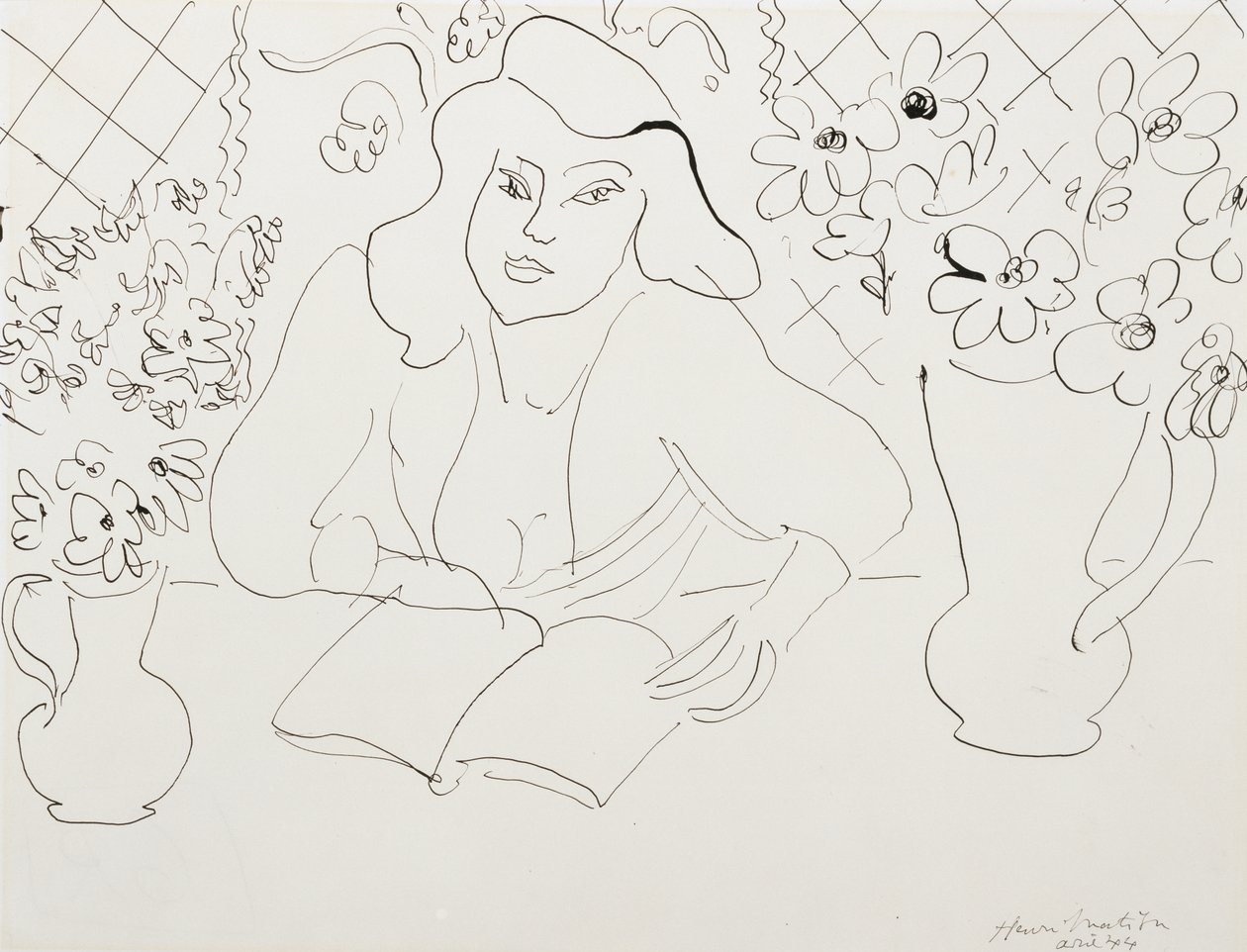 Model z książką autorstwa Henri Matisse