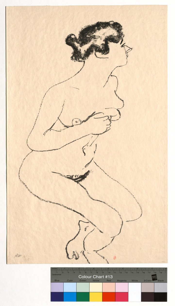 Nagi mężczyzna w kucki, profil z czarnymi włosami autorstwa Henri Matisse