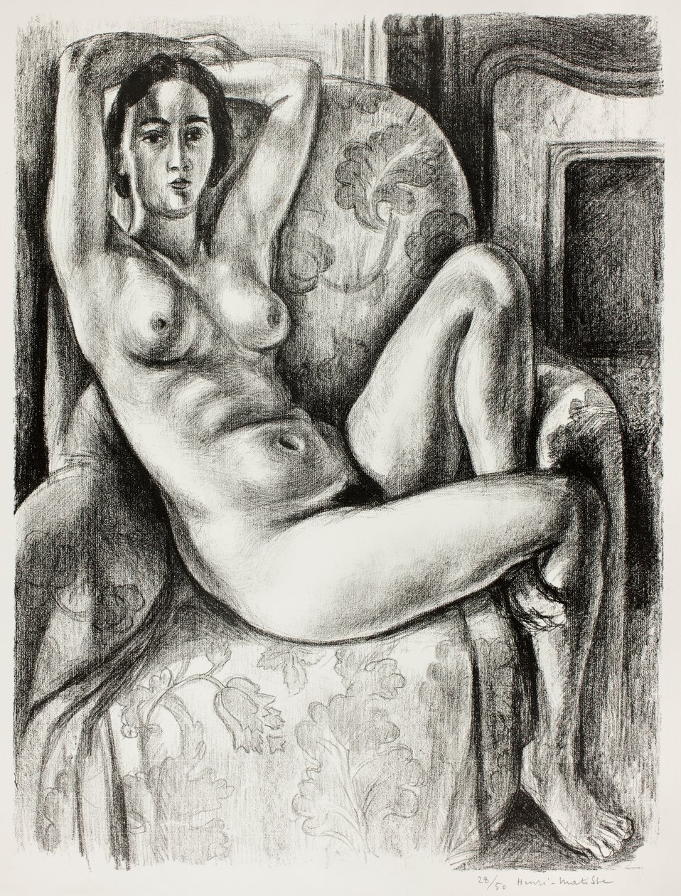 Akt z niebieską poduszką obok kominka autorstwa Henri Matisse