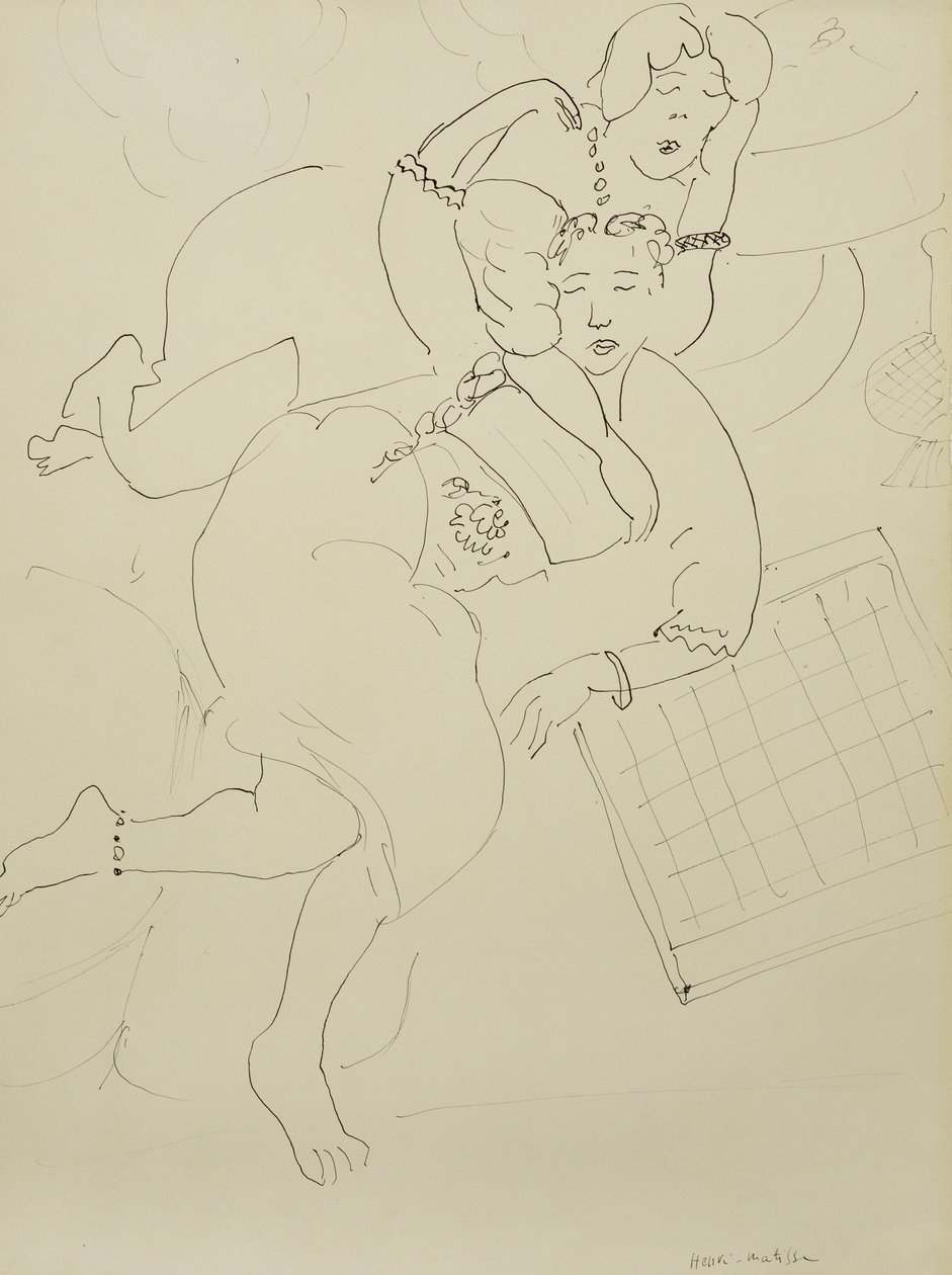 Odaliski z szachownicą, ok. 1928 (pióro i czarny tusz na papierze) autorstwa Henri Matisse