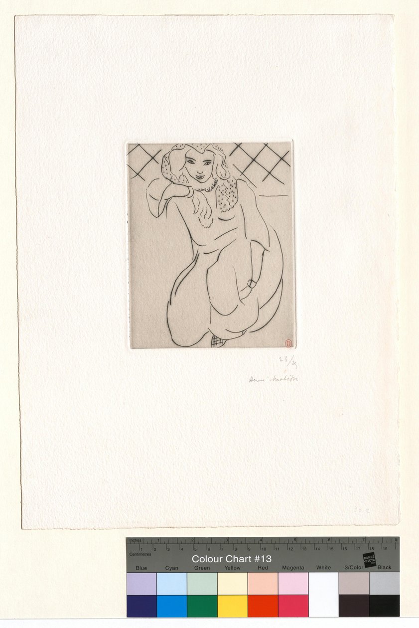 Kucająca kobieta ze Wschodu, welon na głowie autorstwa Henri Matisse