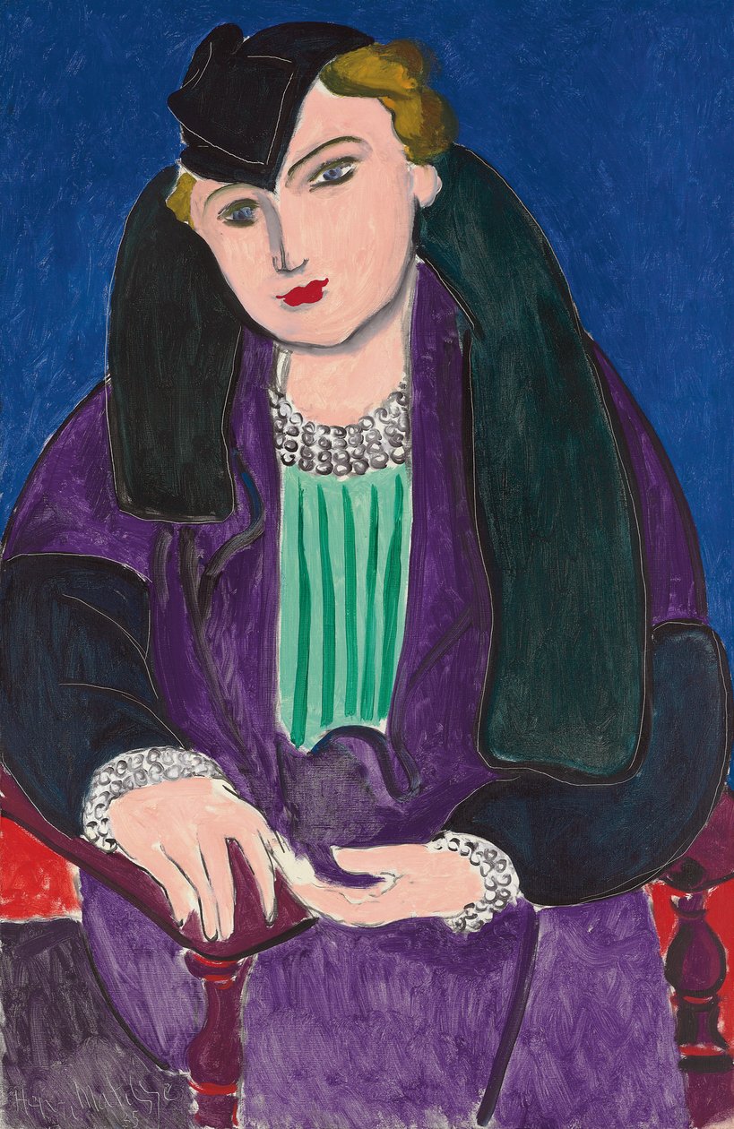 Portret z niebieskim płaszczem, autorstwa Henri Matisse