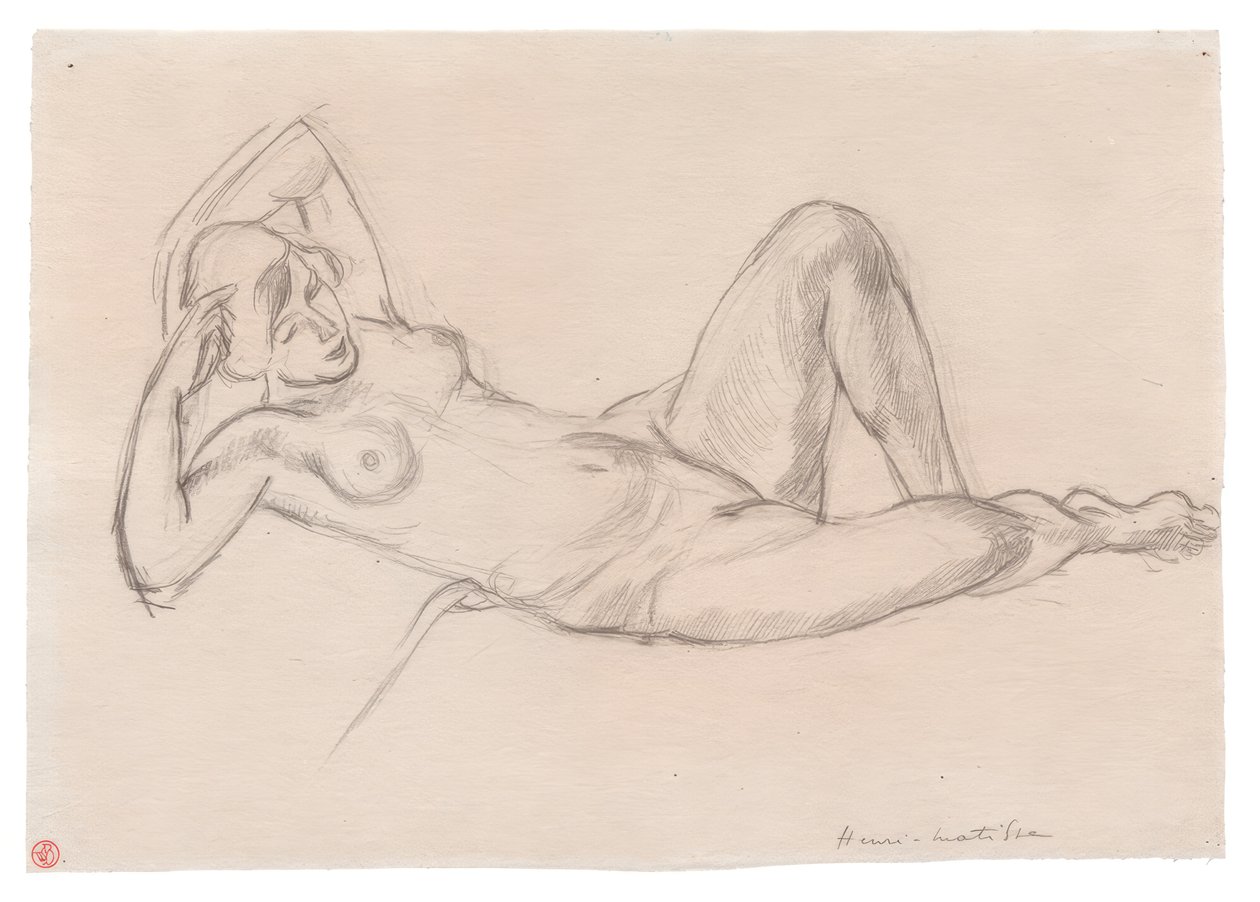Leżący akt kobiecy z podniesionym kolanem autorstwa Henri Matisse