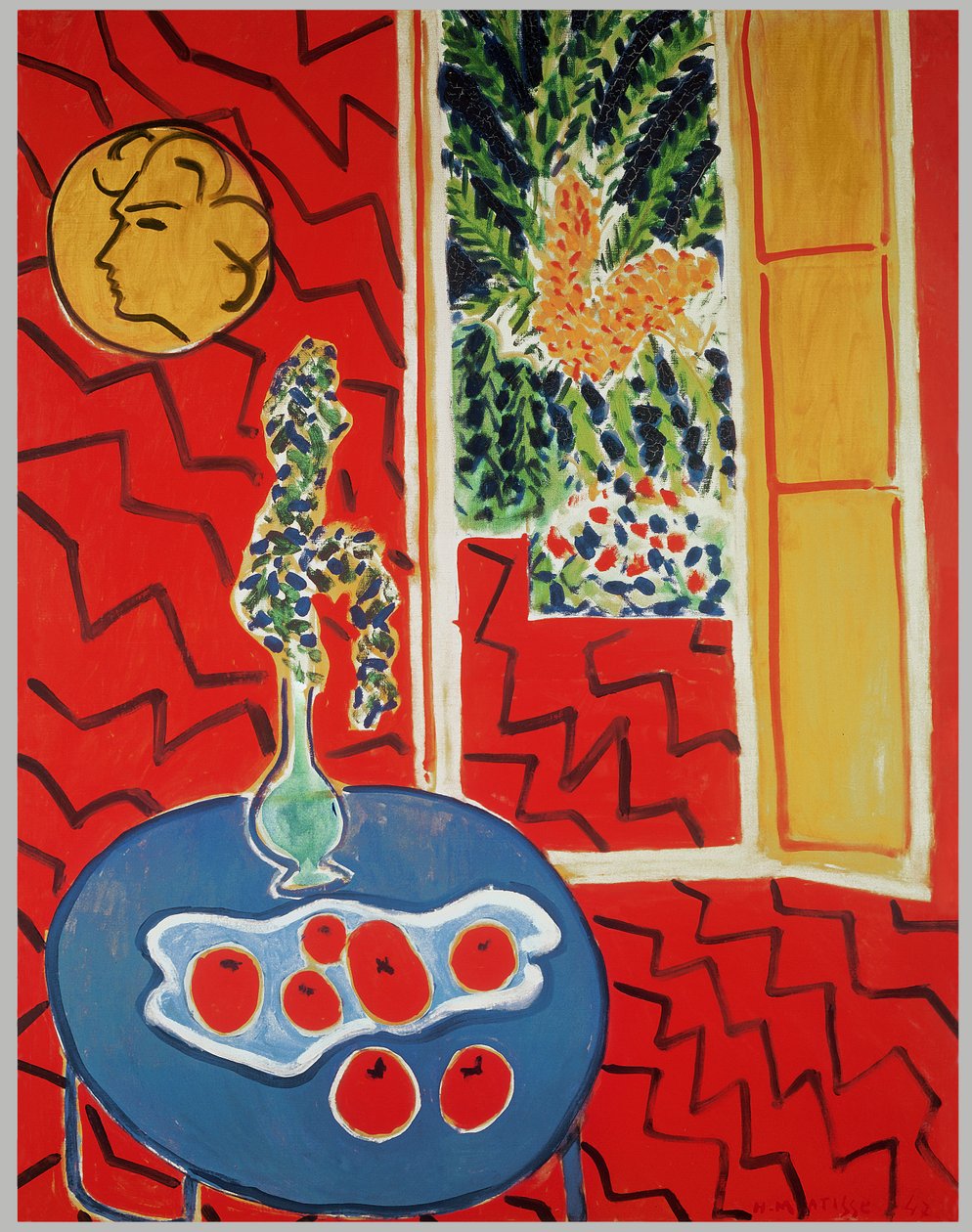 Czerwone wnętrze: Martwa natura na niebieskim stole autorstwa Henri Matisse