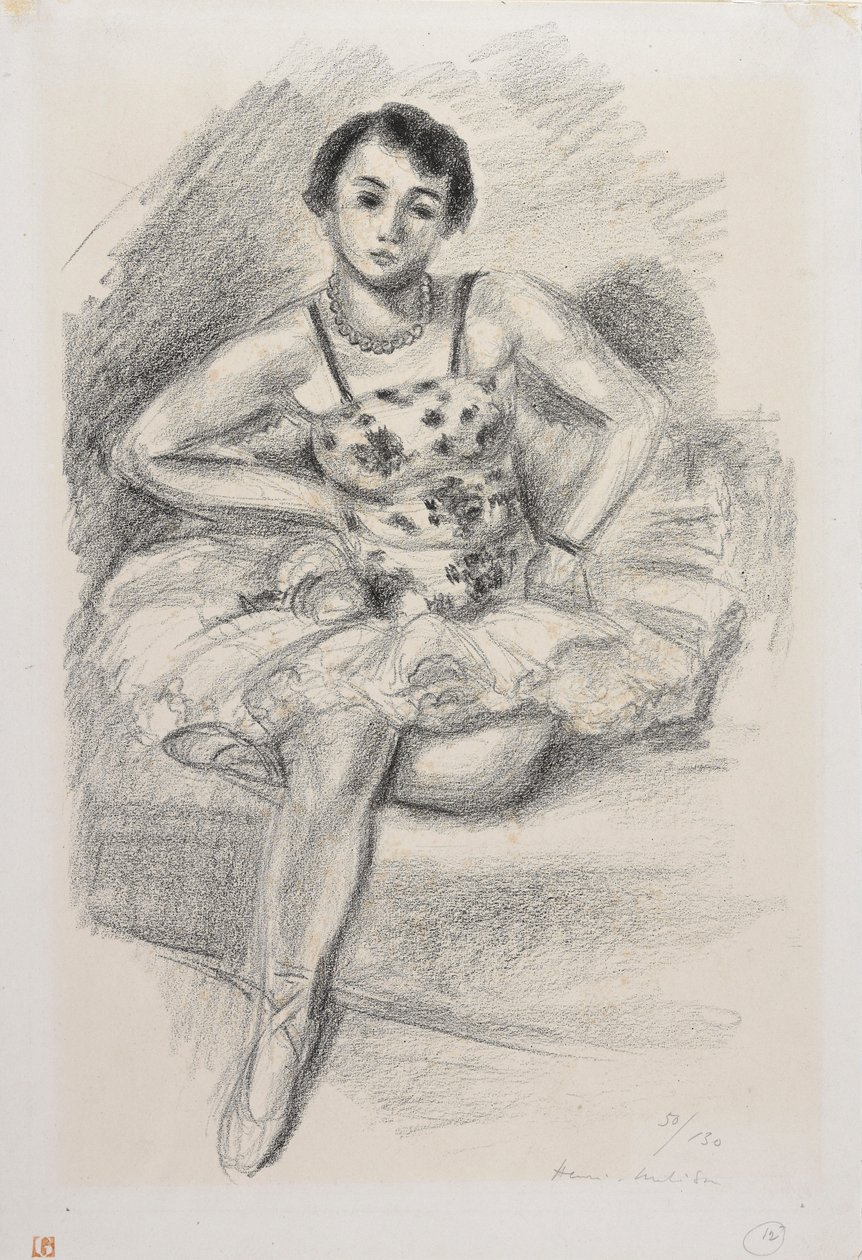 Siedząca tancerka z lewą nogą podkurczoną pod siebie autorstwa Henri Matisse
