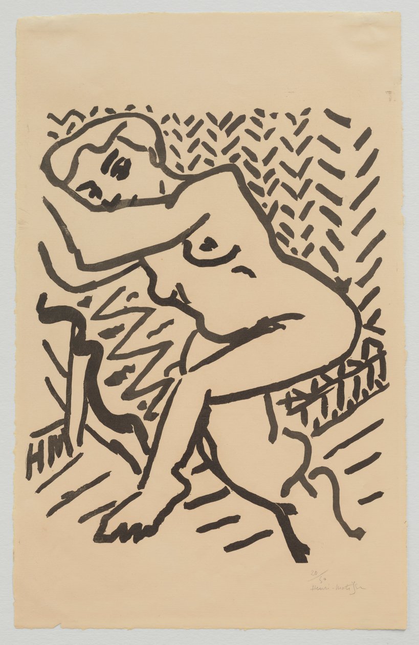 Siedzący akt [Mały jasny drzeworyt] autorstwa Henri Matisse