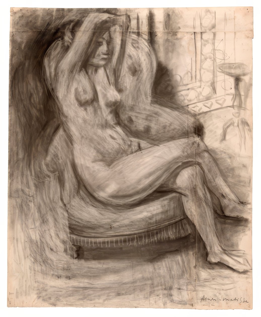 Akt siedzący z uniesionymi ramionami autorstwa Henri Matisse