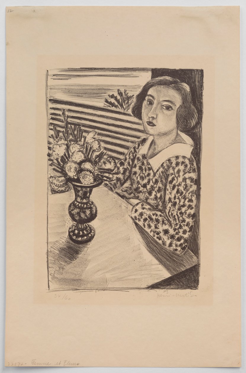 Siedząca dziewczynka z bukietem kwiatów autorstwa Henri Matisse