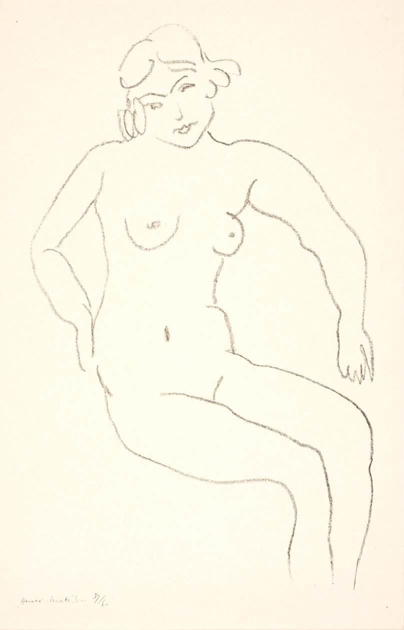 Siedząca naga modelka autorstwa Henri Matisse