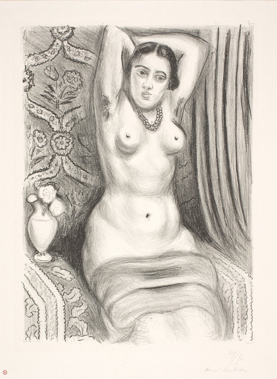 Siedząca naga modelka z rękami skrzyżowanymi za plecami (odalisk) autorstwa Henri Matisse