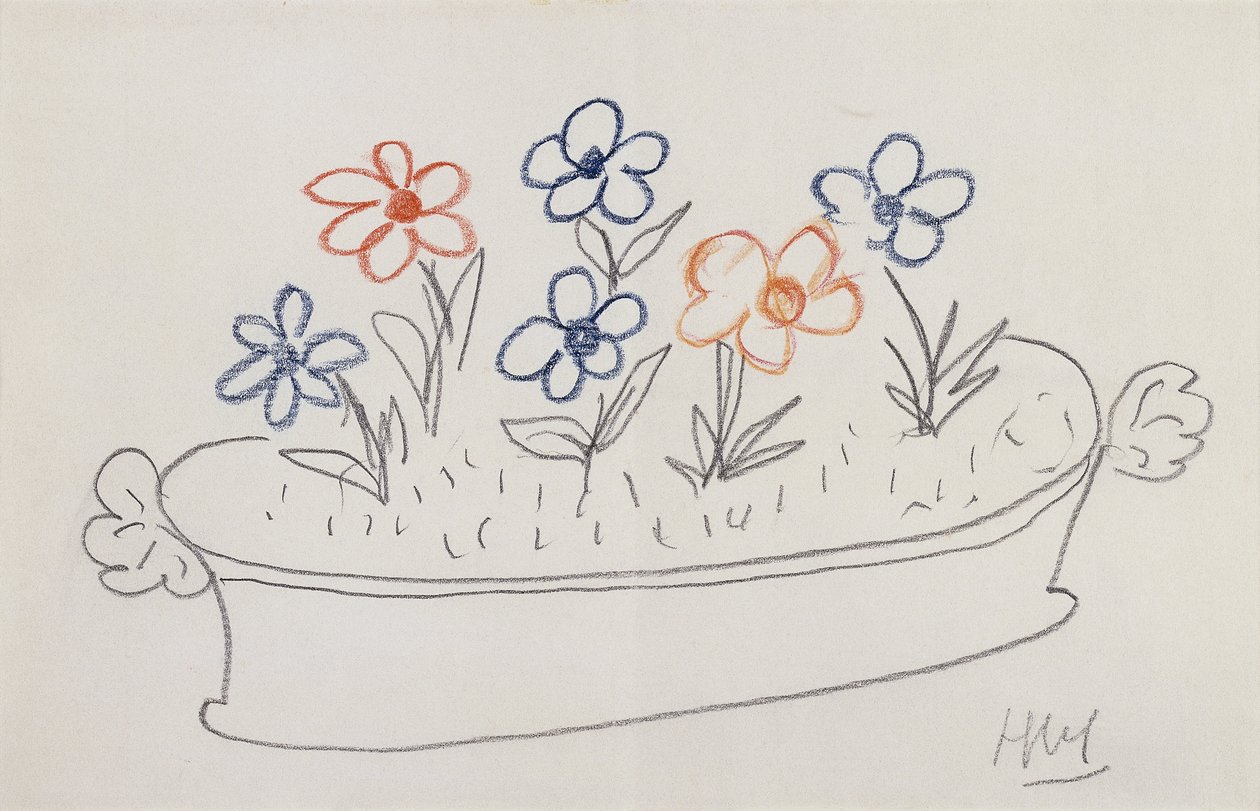 Niektóre kwiaty (ołówek i kolorowe kredki na papierze) autorstwa Henri Matisse