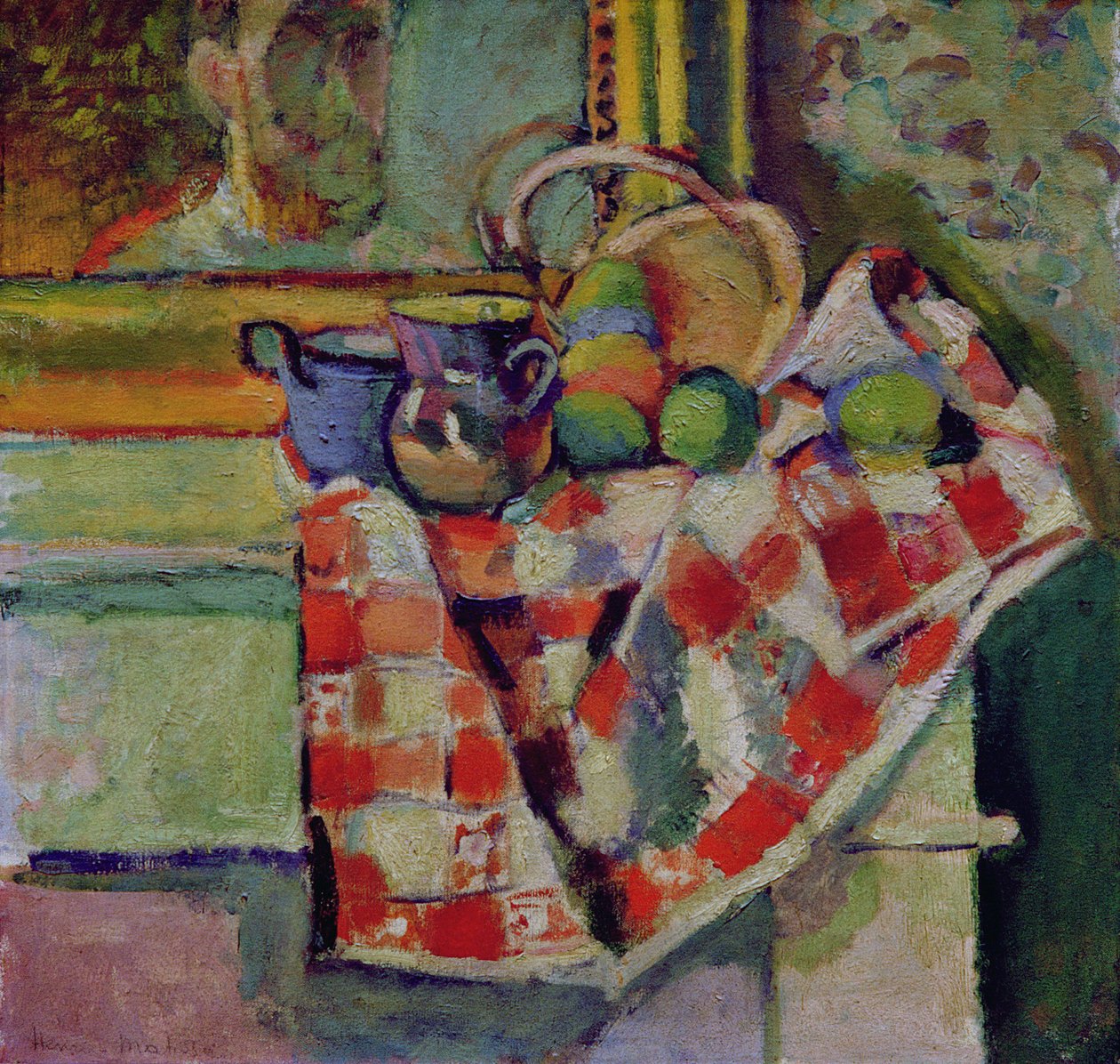 Martwa natura z obrusem w kratę, ok. 1903 (olej na płótnie) autorstwa Henri Matisse