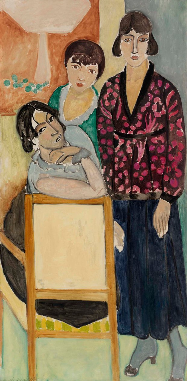 Trzy siostry i "Różany marmurowy stół" (Les Trois soeurs à "La Table de marbre rose") autorstwa Henri Matisse