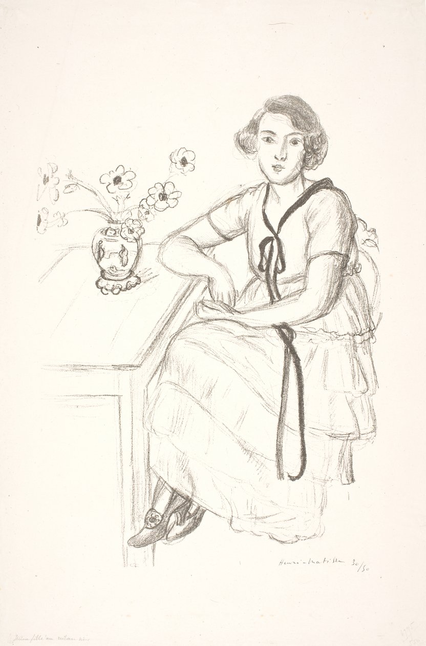 Młoda kobieta z czarną ozdobną wstążką autorstwa Henri Matisse
