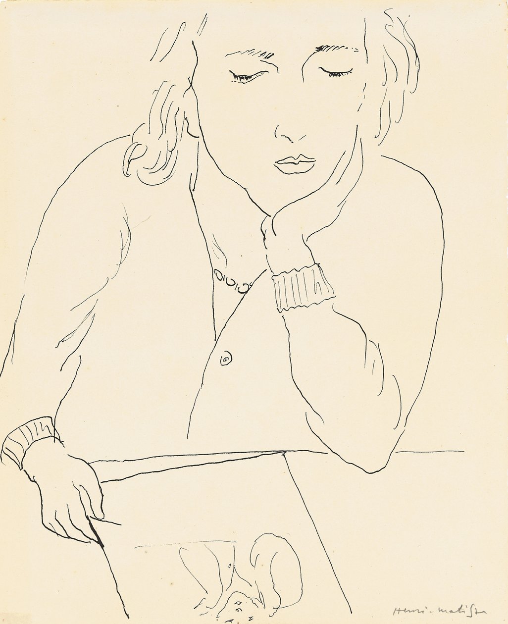 Kobieta czytająca (pióro i tusz na papierze) autorstwa Henri Matisse