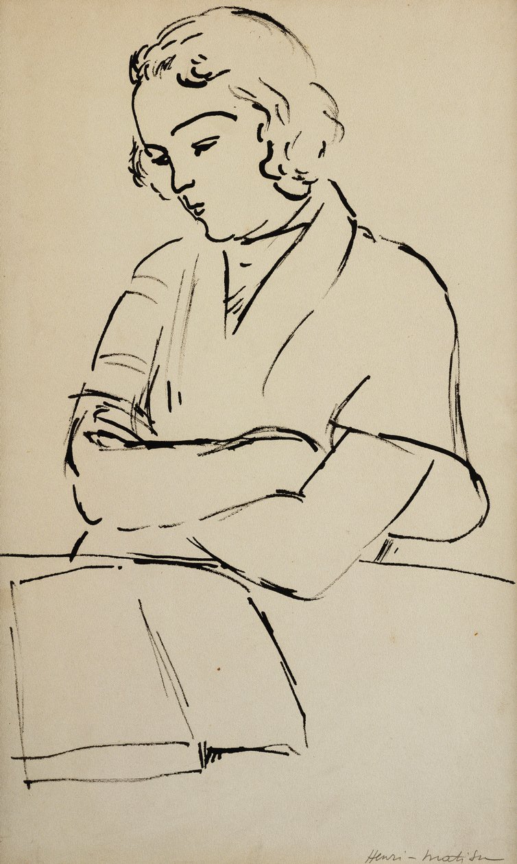 Kobieta czytająca, ok. 1922 (pióro i czarny tusz na papierze) autorstwa Henri Matisse