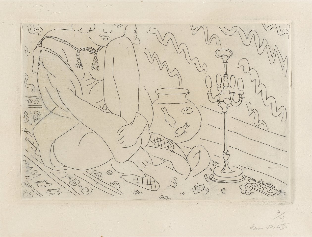 Kobieta siedząca we wnętrzu autorstwa Henri Matisse
