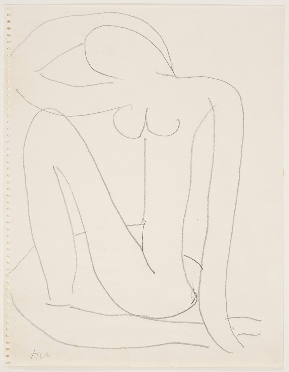 Kobieta siedząca z ręką na głowie (ołówek na papierze) autorstwa Henri Matisse