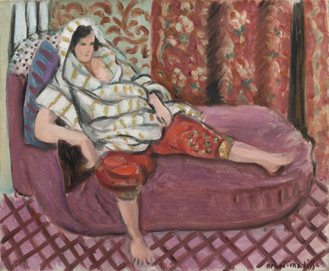 Kobieta na różowej otomanie autorstwa Henri Matisse