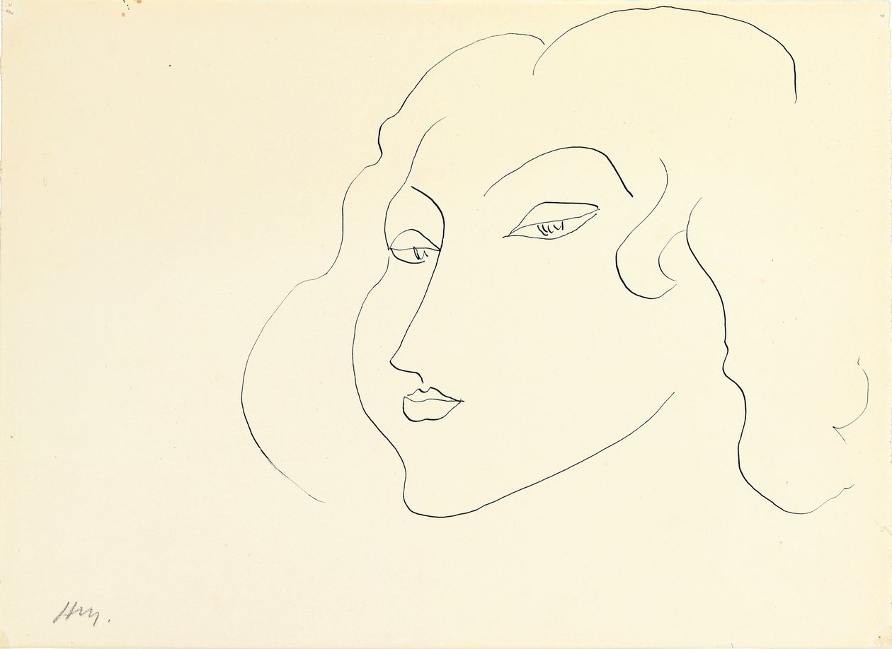 Głowa kobiety (pióro i tusz na papierze) autorstwa Henri Matisse